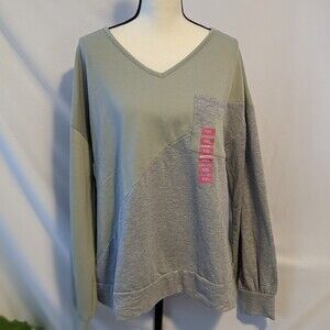NWT - Steve Madden Green and Grey Color Blocked Sweatshirt -XXL